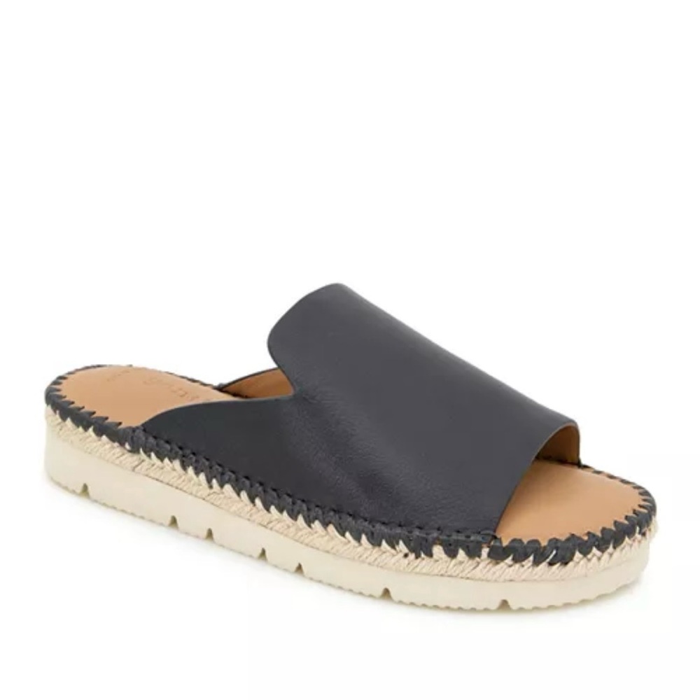 Gentle Souls Black Leather Espadrille Sandals